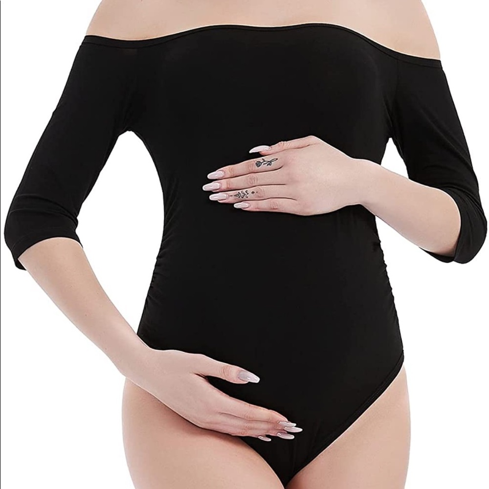 Black maternity stretchable bodysuit